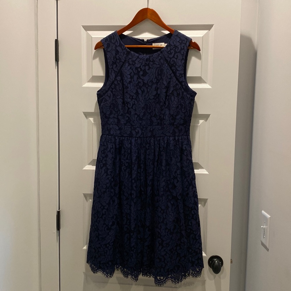 Navy blue knee length cocktail dress, Eliza J brand from Dillard’s. worn once